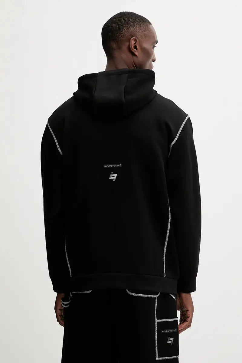 felpa uomo colore nero con cappuccio con applicazione AF13538.7M000660 miniatura 3