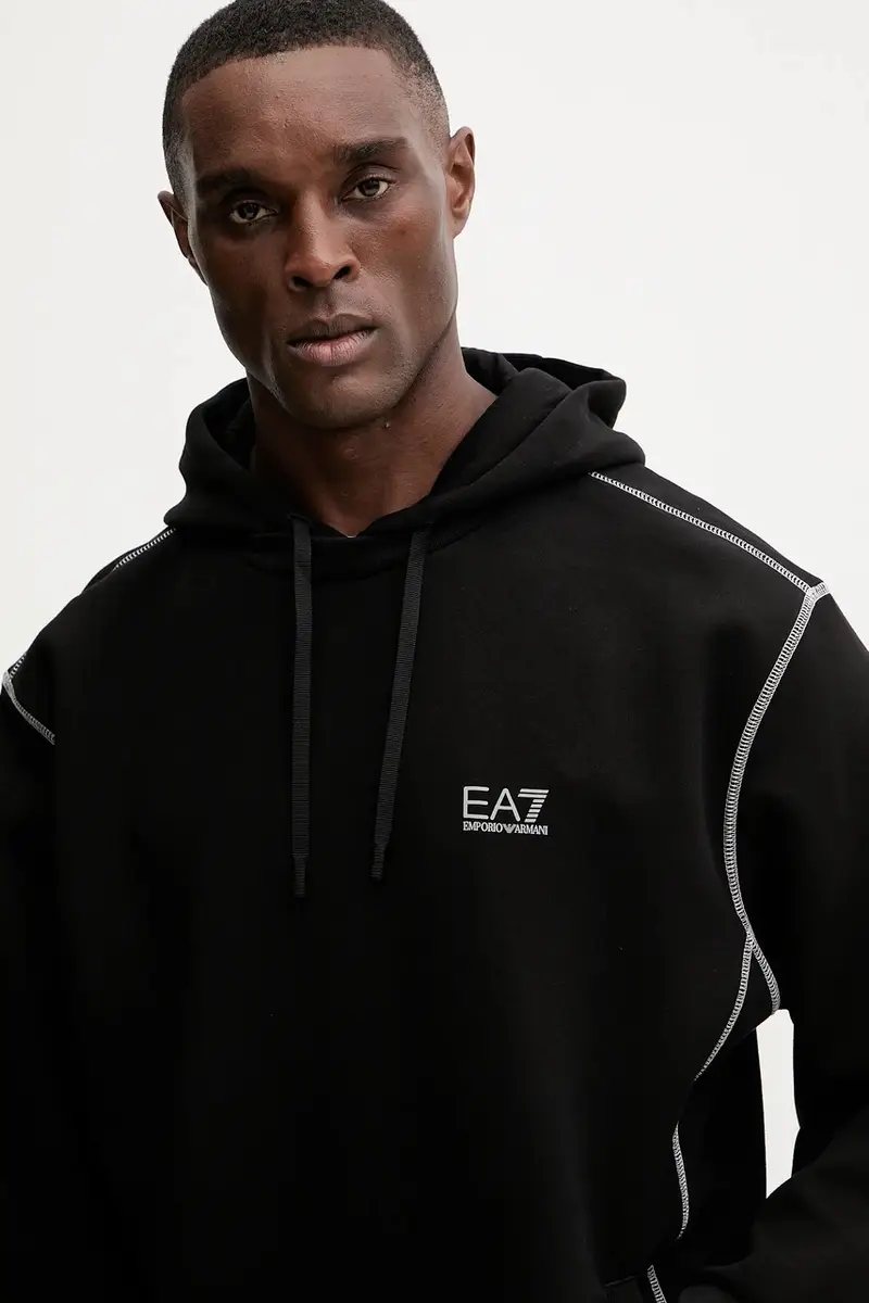 felpa uomo colore nero con cappuccio con applicazione AF13538.7M000660 miniatura 4
