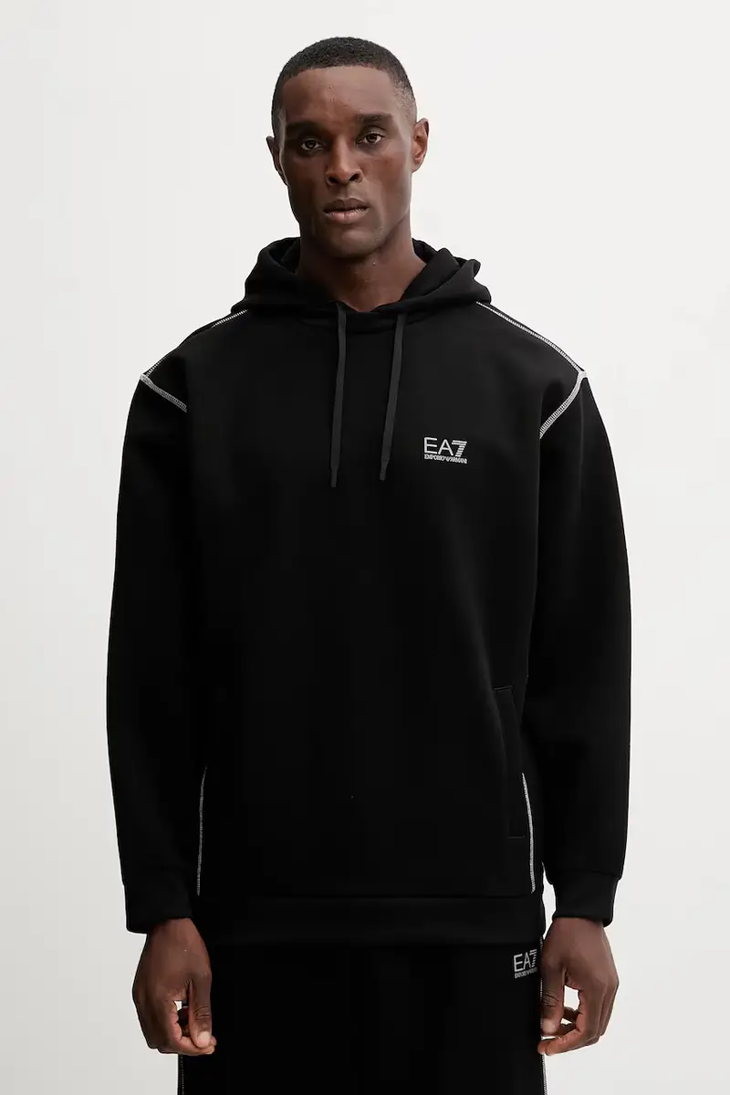 felpa uomo colore nero con cappuccio con applicazione AF13538.7M000660