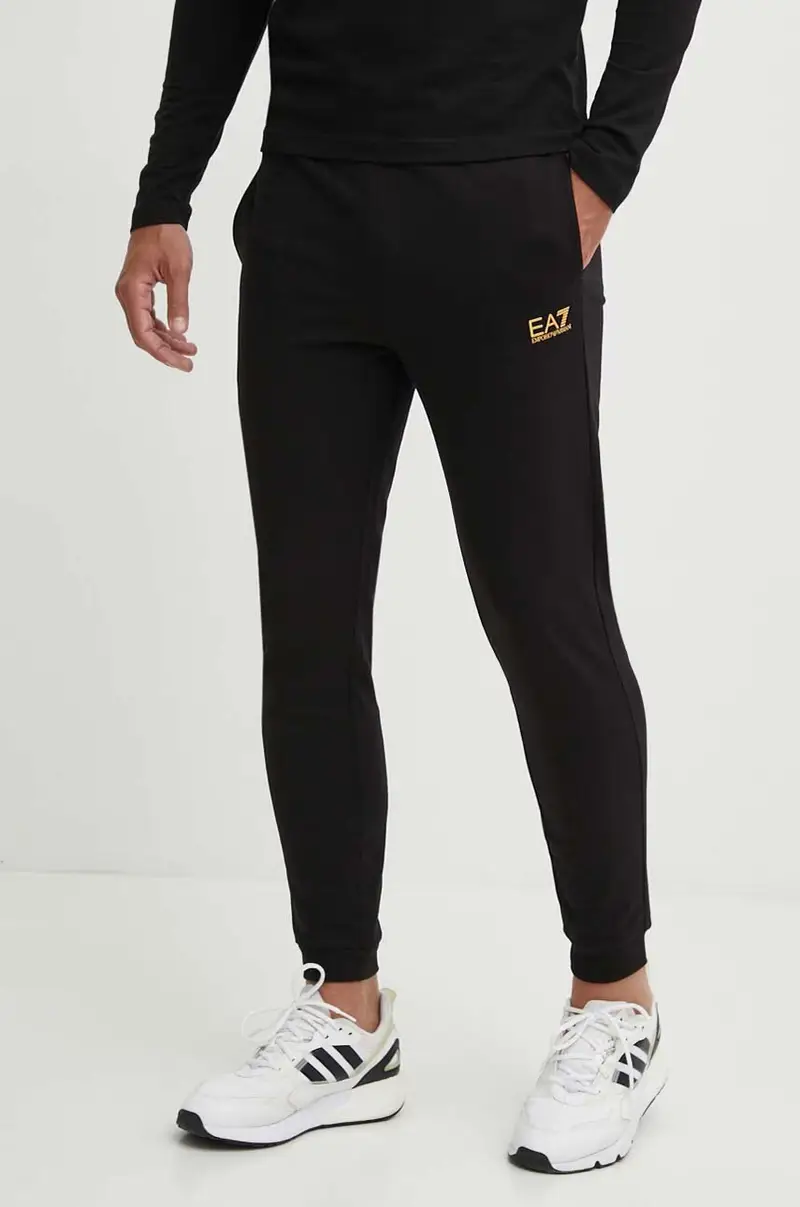 pantaloni da jogging in cotone colore nero PJVRZ.8NPP66