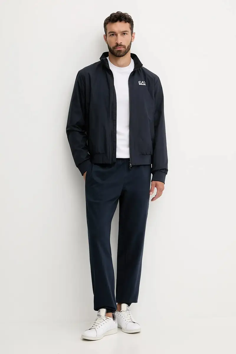 pantaloni tuta di cotone uomo colore blu navy con applicazione AF13512.7M000906 miniatura 2