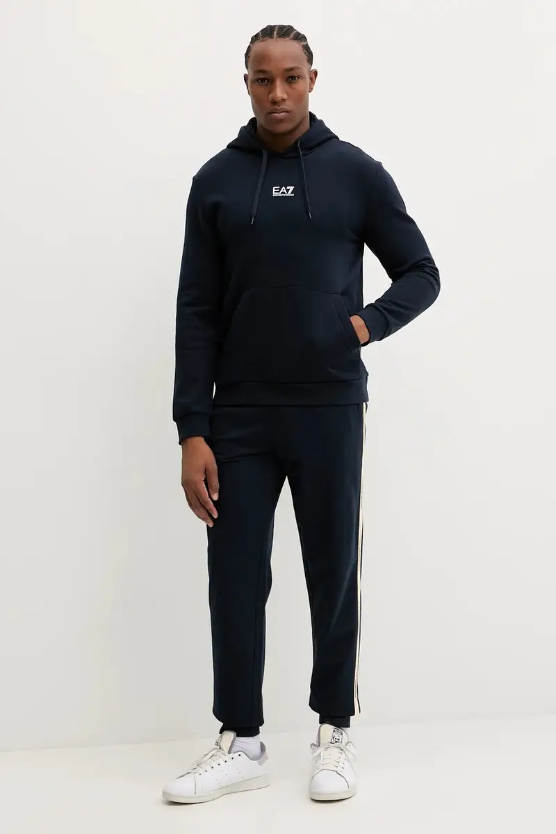 pantaloni tuta di cotone uomo colore blu navy con applicazione AF13512.7M001756 miniatura 2