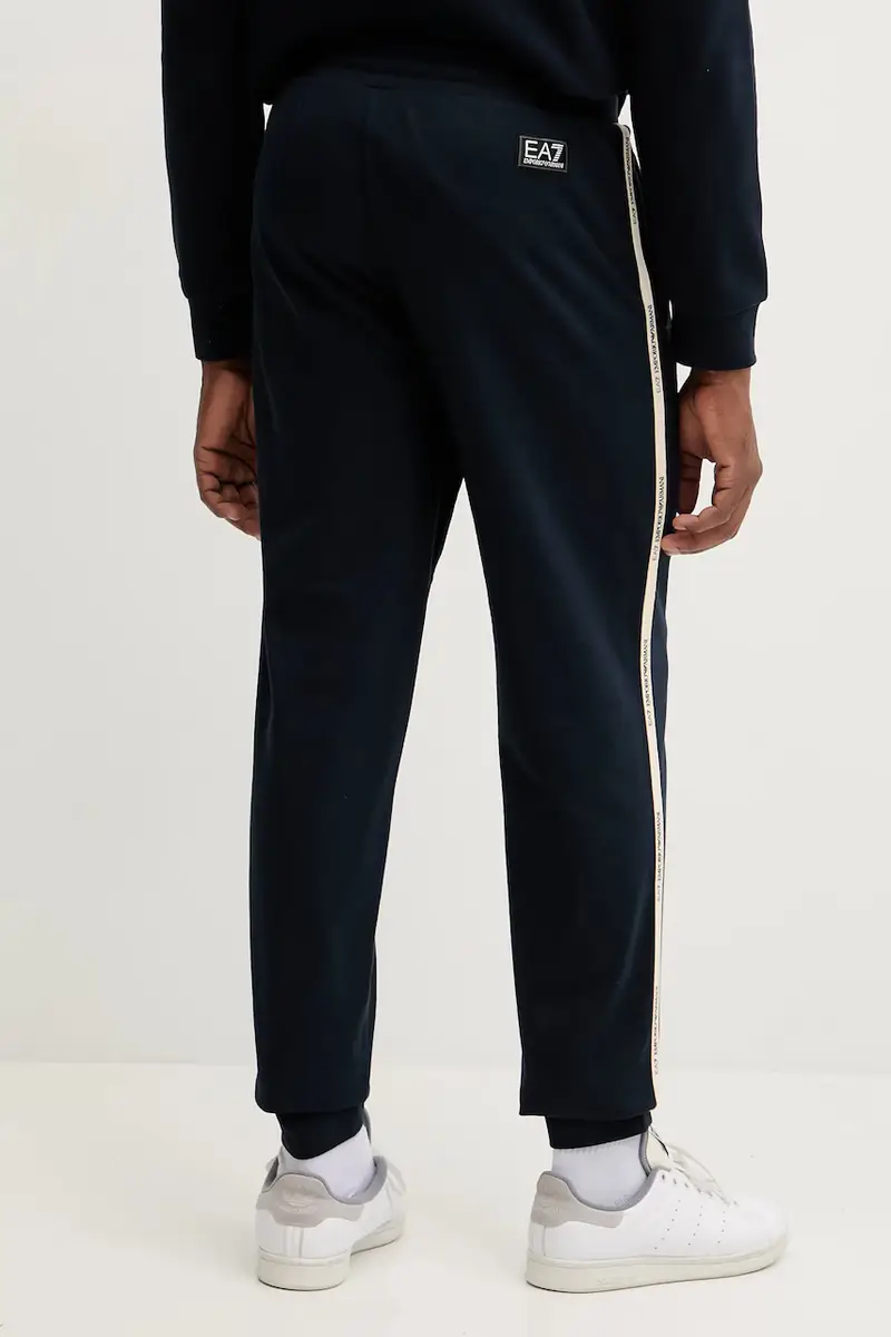 pantaloni tuta di cotone uomo colore blu navy con applicazione AF13512.7M001756 miniatura 3