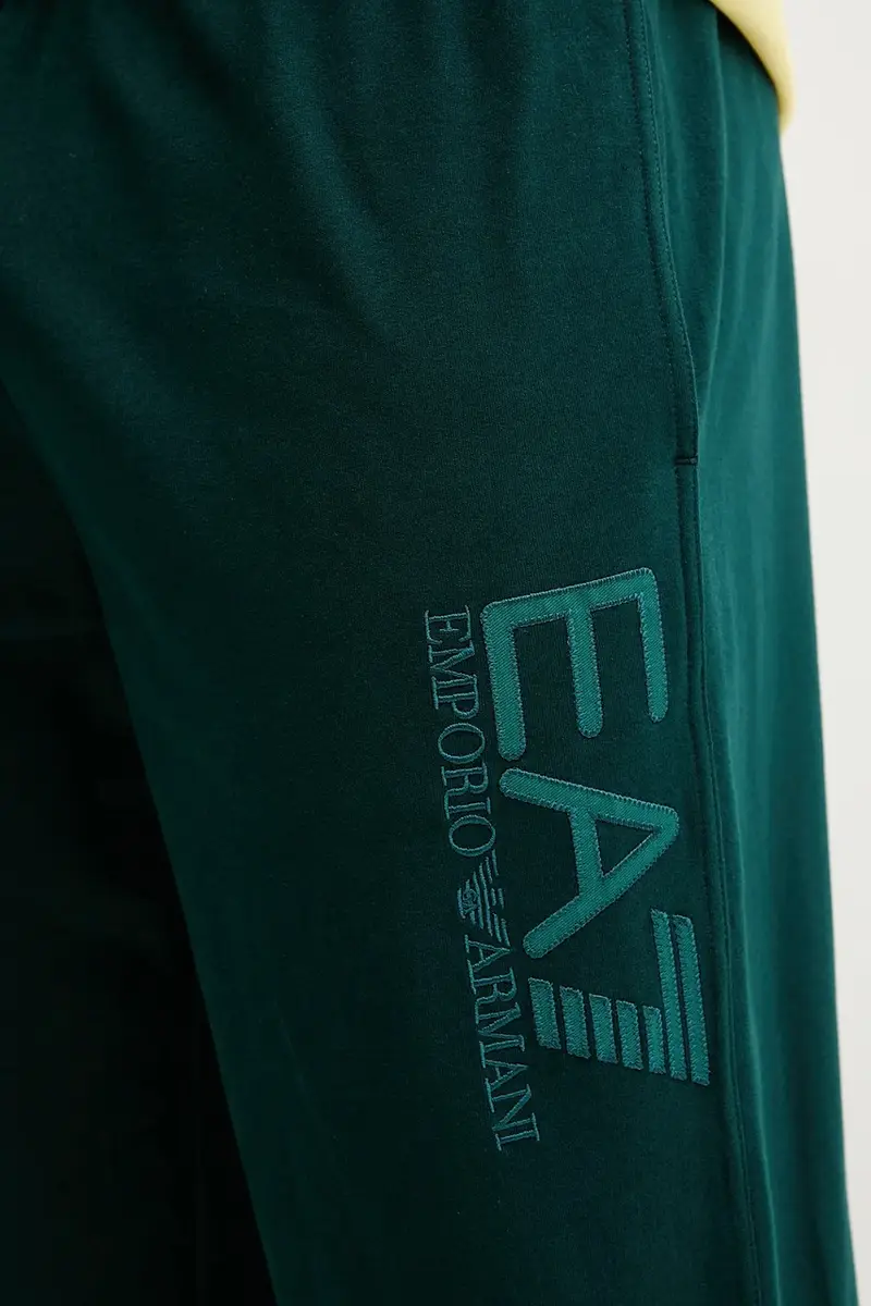 pantaloni tuta di cotone uomo colore turchese con applicazione AF13512.7M000906 Verde miniatura 4