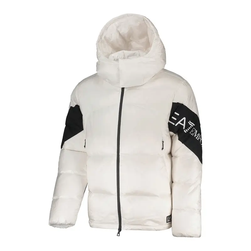 PIUMINO CON CAPPUCCIO LONG LOGO Bianco