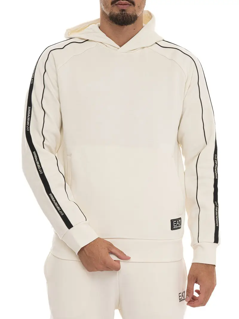 felpa cappuccio ea7 da uomo - avorio