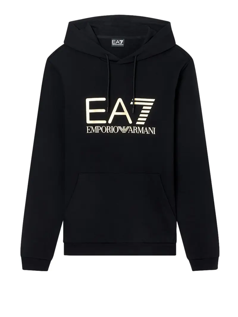 felpa cappuccio ea7 da uomo - nero