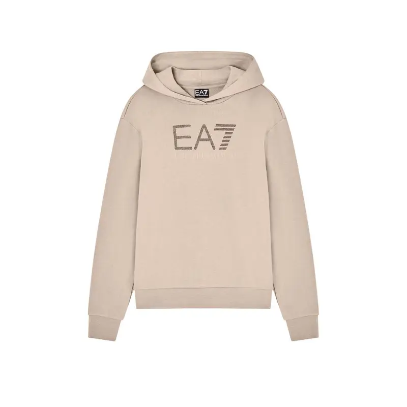 Felpa Con Cappuccio Logo Beige Donna S