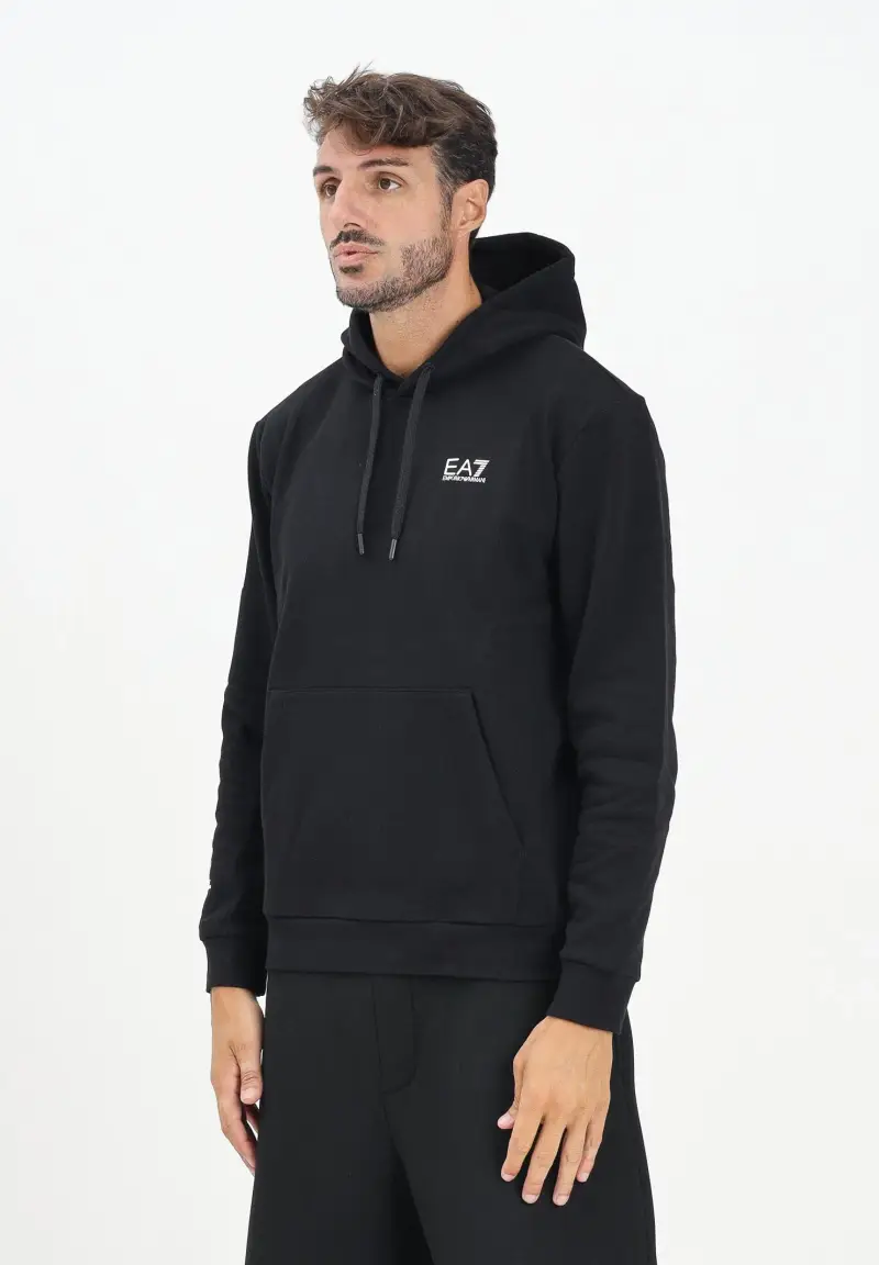 Felpa con cappuccio nera da uomo caratterizzata da stampa logo