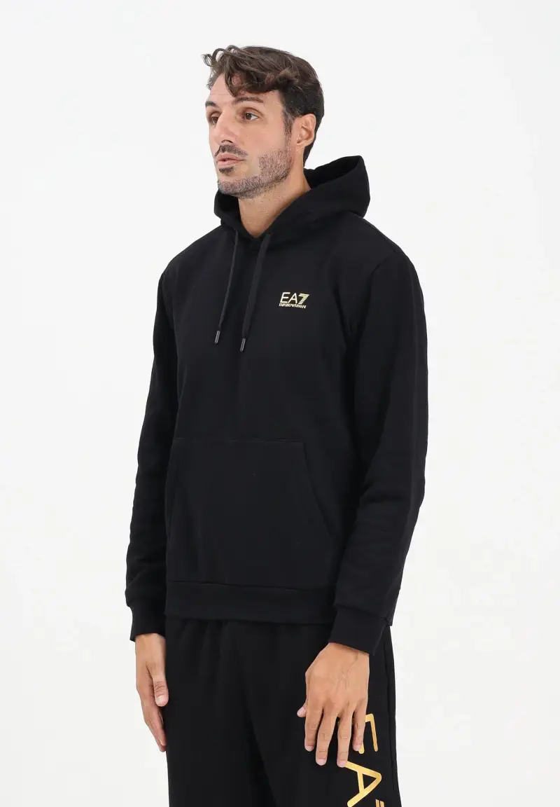 Felpa con cappuccio nera da uomo caratterizzata da stampa logo