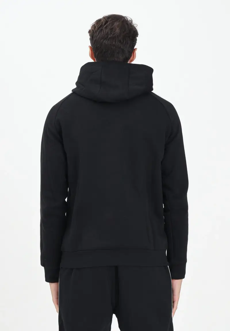 Felpa con cappuccio nera da uomo rifinita da bande logate a contrasto miniatura 3