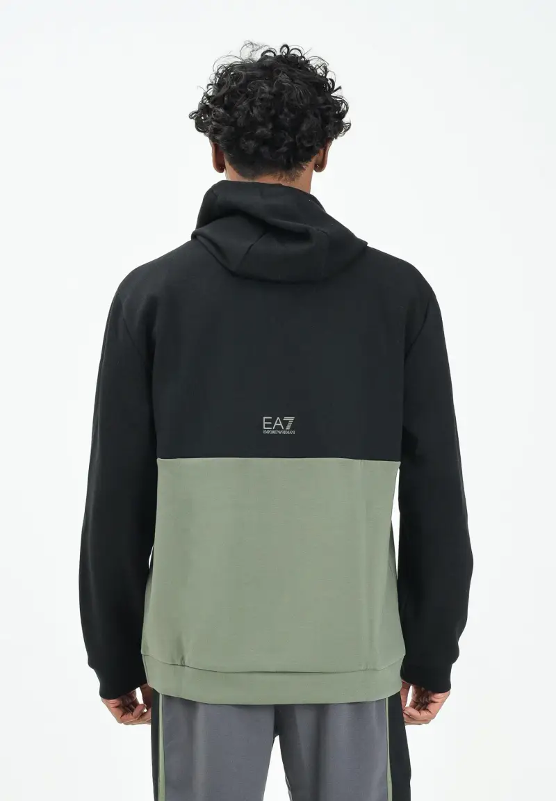 Felpa con cappuccio verde, grigia e nera da uomo miniatura 3