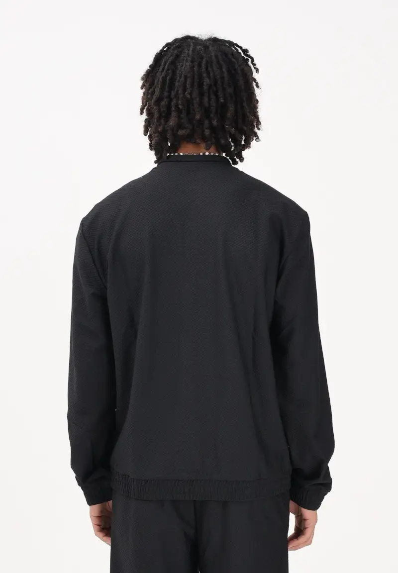 Felpa con zip nera da uomo con lavorazione micro-texture miniatura 3