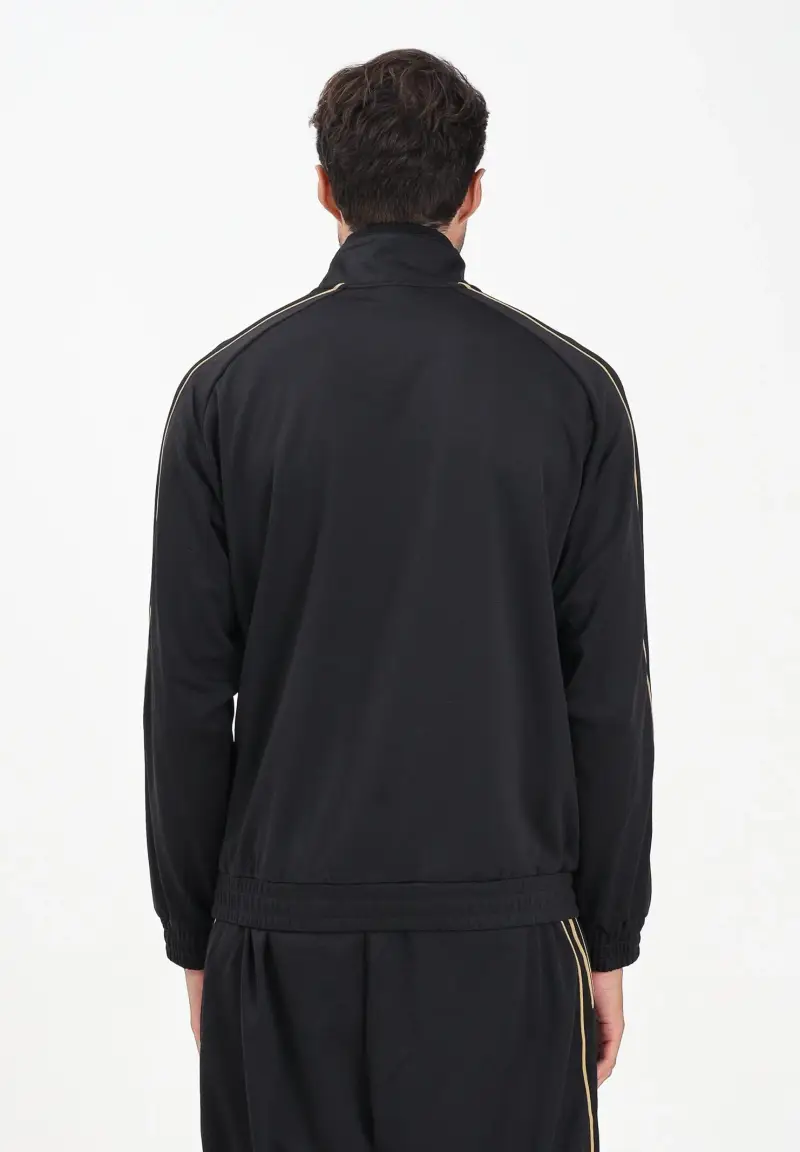 Felpa con zip nera da uomo rifinita da dettagli gold e logo miniatura 3