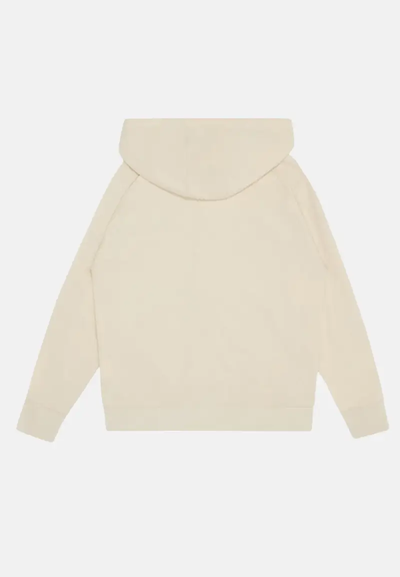 Felpa con zip panna da bambino rifinita da bande logate miniatura 2