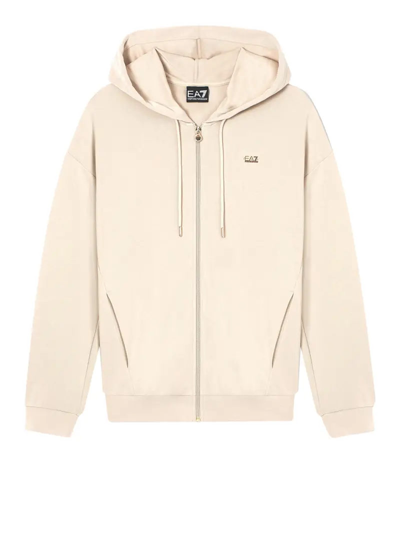 felpa zip ea7 da donna - avorio