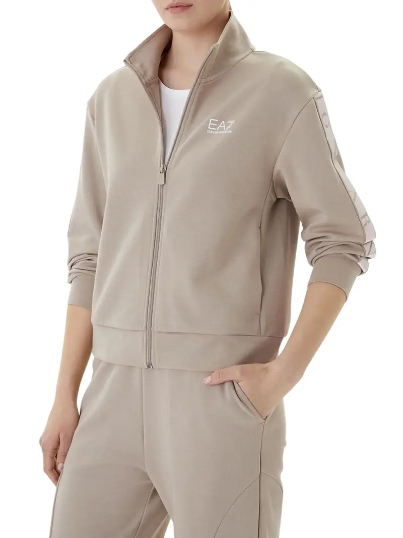 felpa zip ea7 da donna - beige