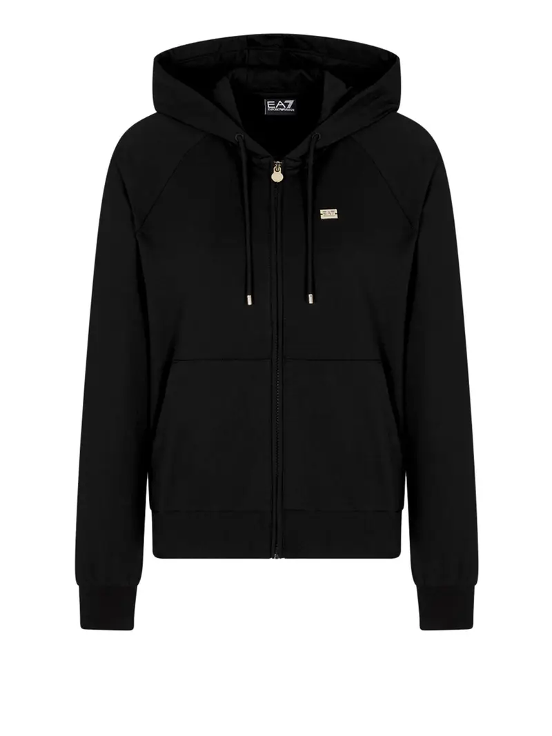 felpa zip ea7 da donna - nero