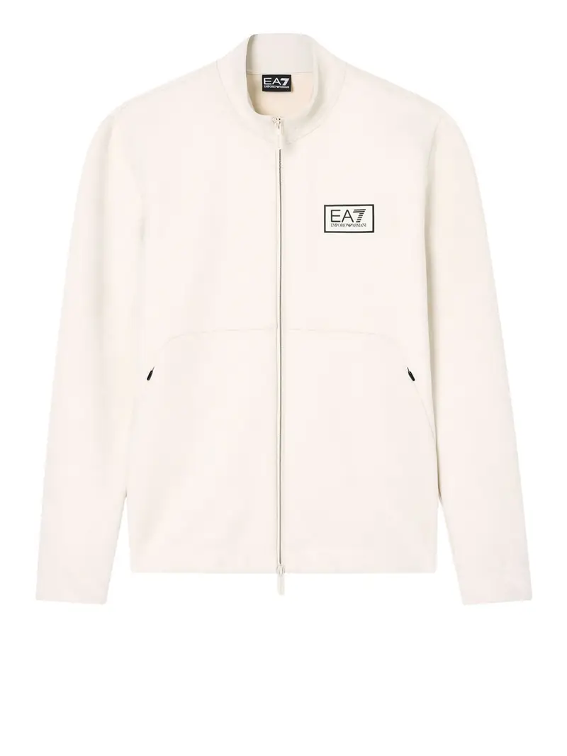 felpa zip ea7 da uomo - avorio