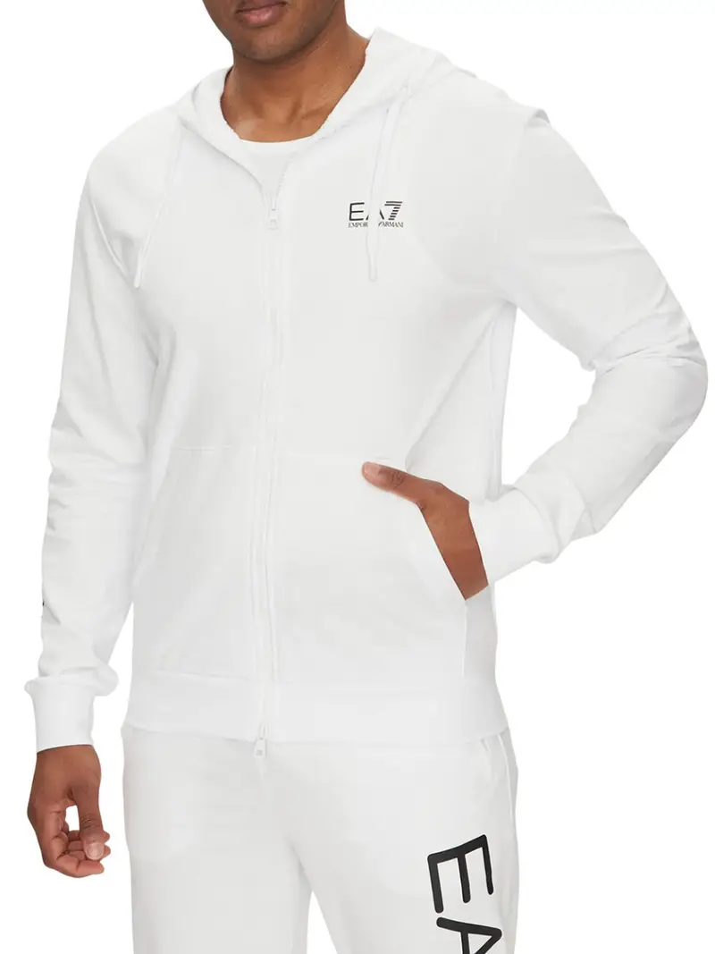 felpa zip ea7 da uomo - bianco