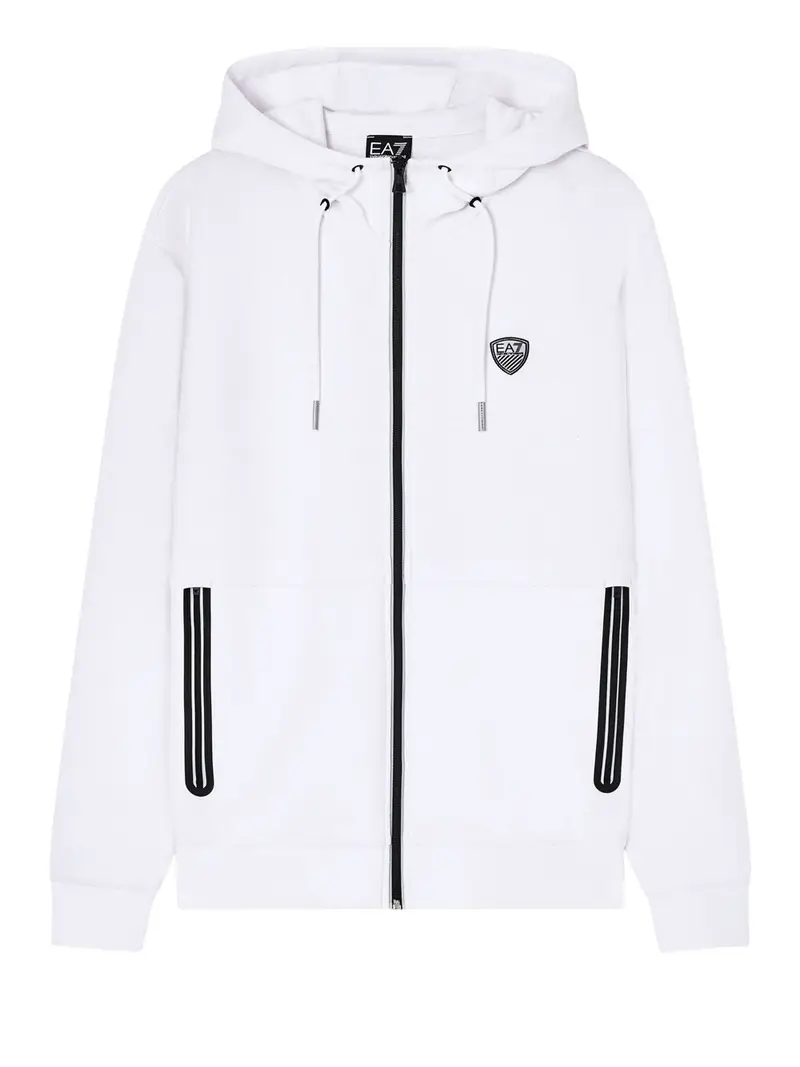felpa zip ea7 da uomo - bianco