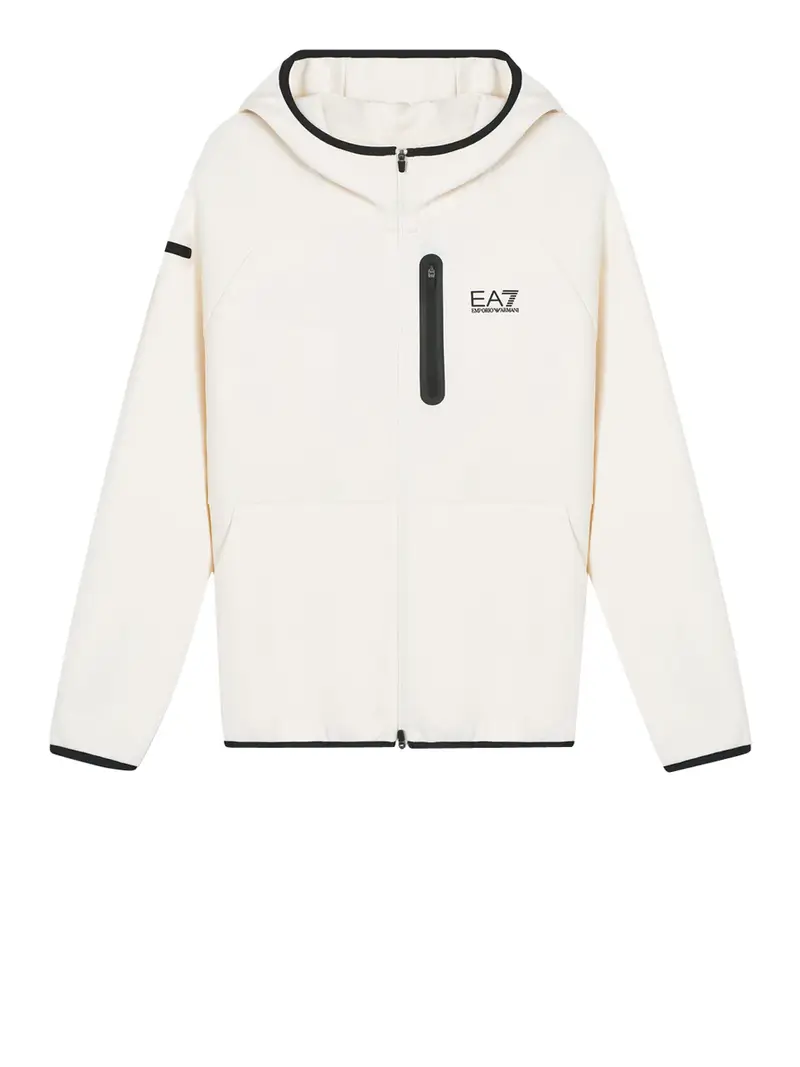 felpa zip ea7 da uomo - bianco