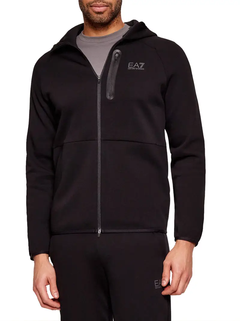 felpa zip ea7 da uomo - nero
