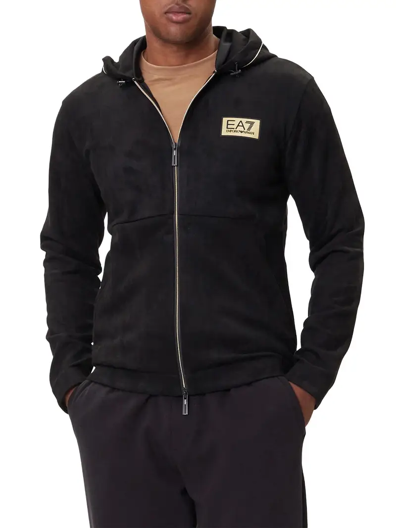 felpa zip ea7 da uomo - nero
