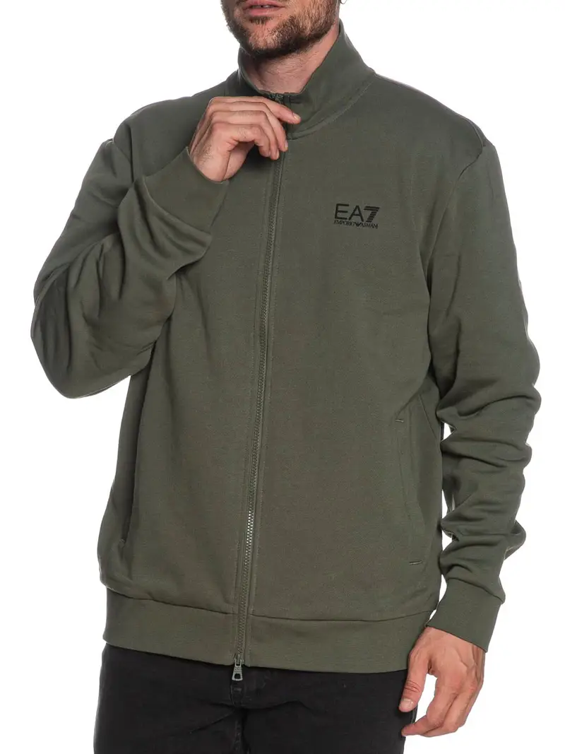 felpa zip ea7 da uomo - verde