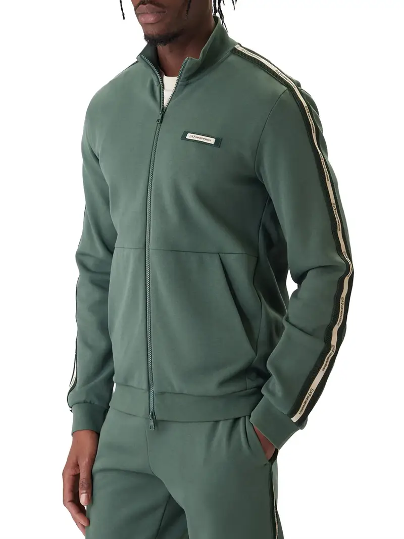 felpa zip ea7 da uomo - verde