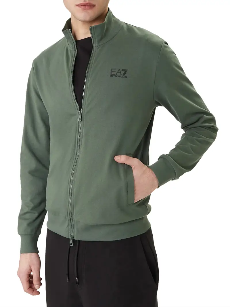 felpa zip ea7 da uomo - verde