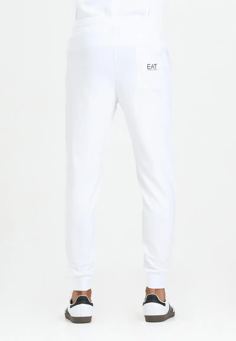EA7 Pantalone sportivo bianco da uomo con stampa logo miniatura 2