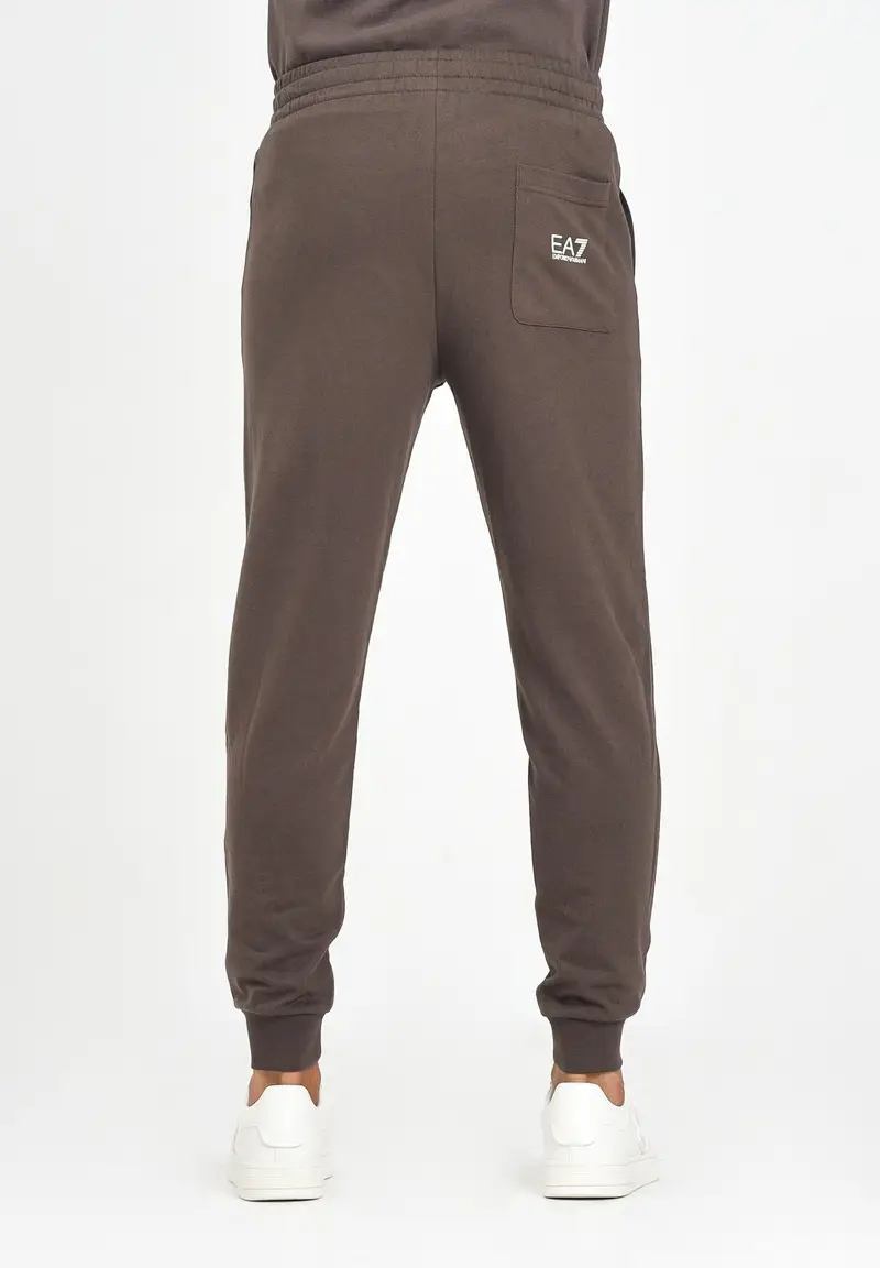 EA7 Pantalone sportivo marrone da uomo con stampa logo miniatura 2