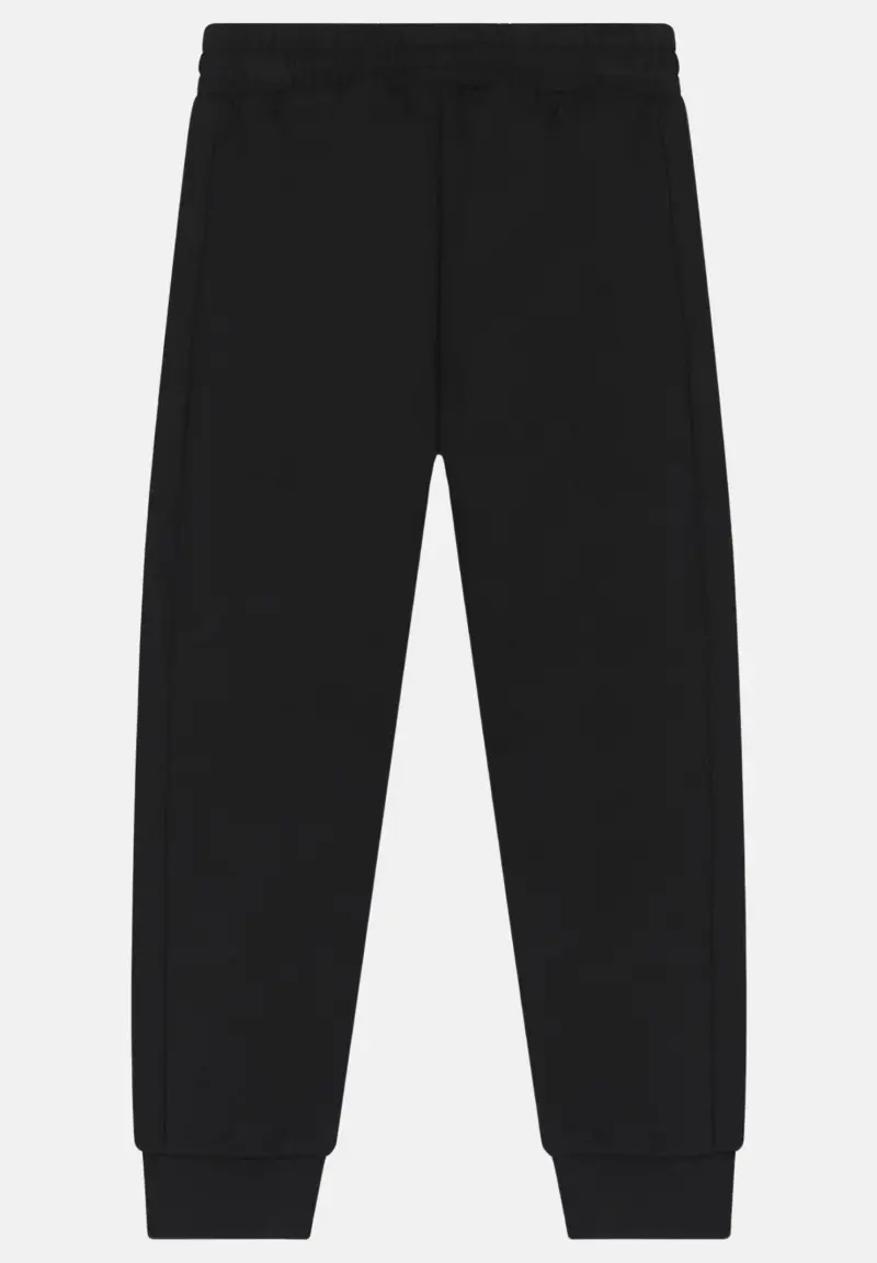 Pantalone sportivo nero da bambino con fasce logate miniatura 2