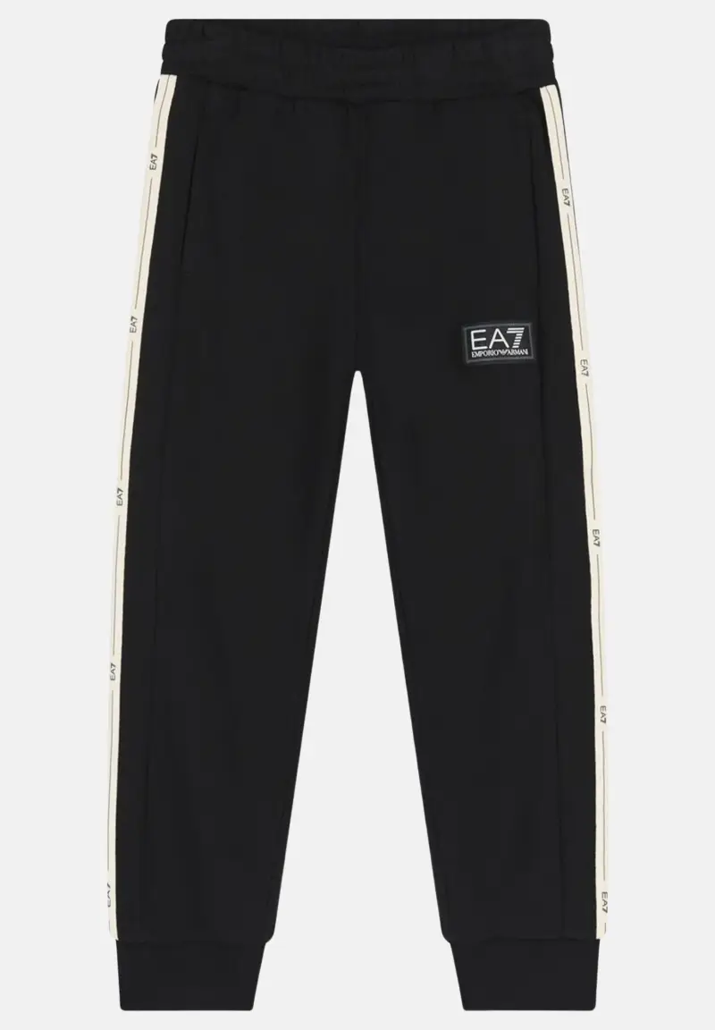 Pantalone sportivo nero da bambino con fasce logate