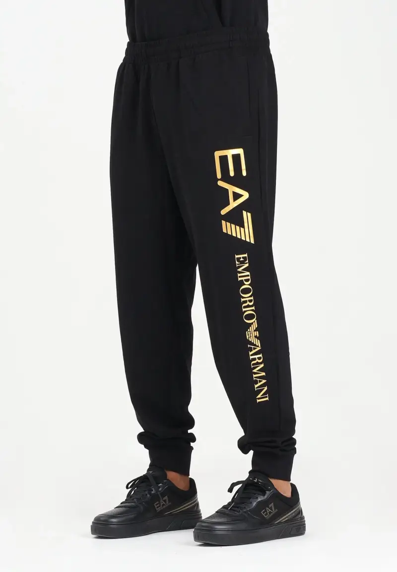 Pantalone sportivo nero da uomo con stampa logo