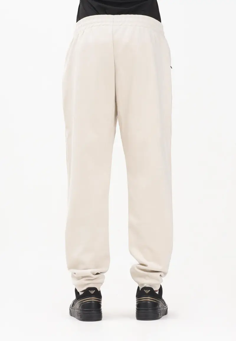 Pantalone sportivo panna da uomo in tessuto effetto scamosciato miniatura 3