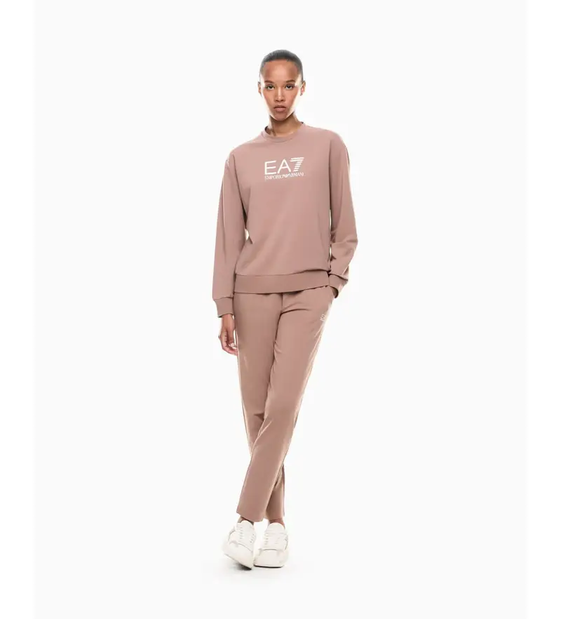 per donna 7W000115_AF13135 Tuta in cotone elasticizzato beige con logo (XXS), Casual, Sportivo, Multisport, Manica lunga