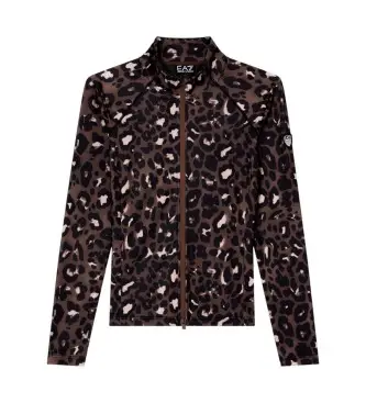 per donna 7W000397_AF14634 Felpa da sci W Kitzbuhel Powerstretch marrone (S), Sportivo, Animal Print, Sportswear, Multisport, Poliester