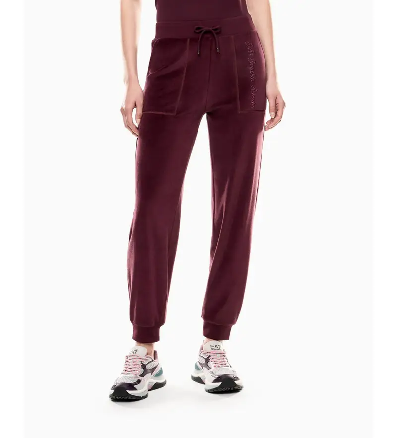 per donna 7W000440_AF15653 Pantaloni sportivi in velluto bordeaux (XXS), Casual, Granata, Cotone