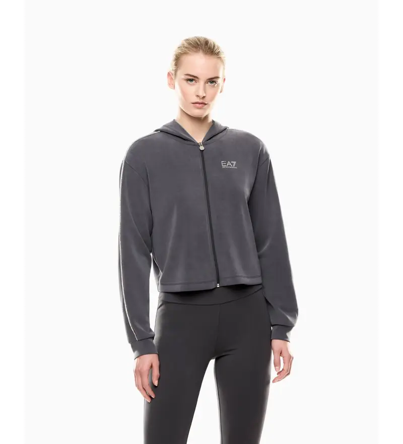 per donna 7W000443_AF12643 Felpa interlock grigio scuro pregiata (XL), Casual, Poliestere, Manica lunga