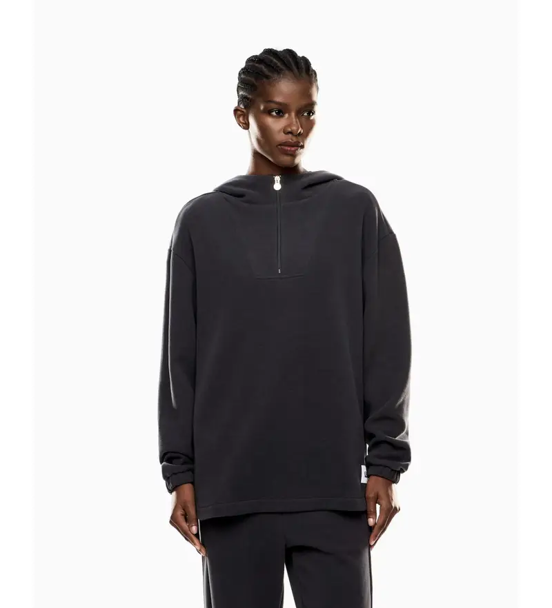 per donna. 7W000567_AF15528 Felpa nera Sporty 4Ever (S), Nero, Casual, Cotone, Poliestere, Manica lunga