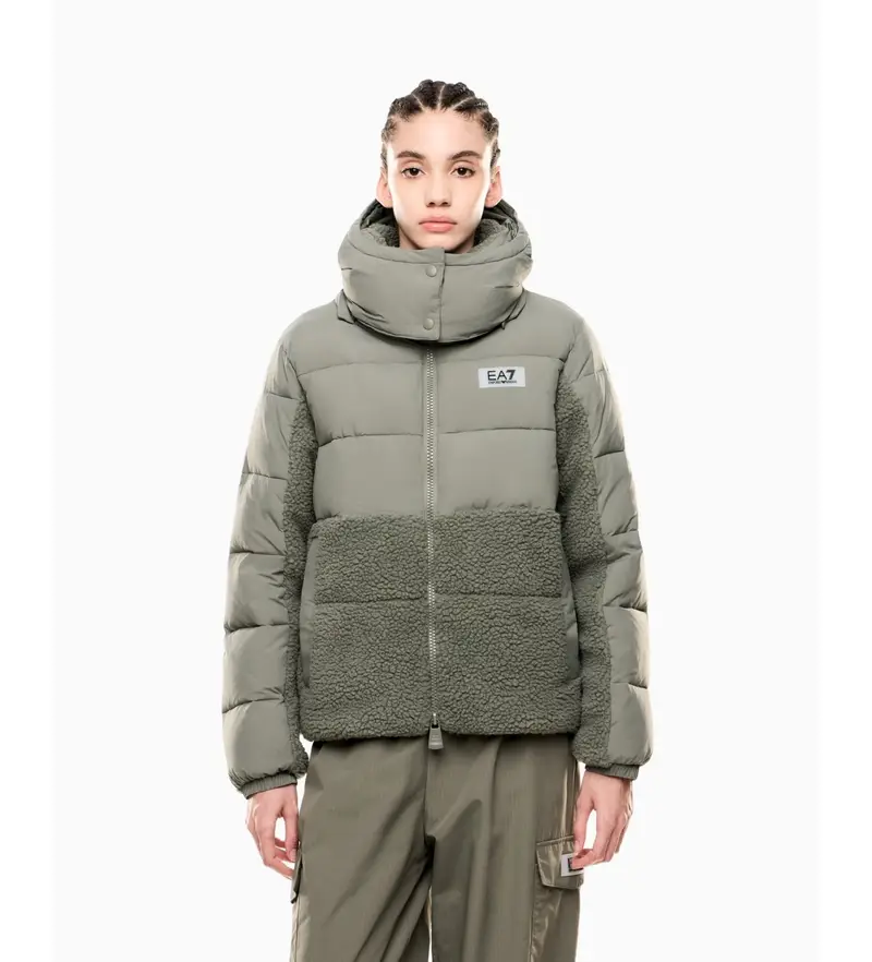 per donna. 7W000656_AF16076 Giacca trapuntata effetto peluche verde (XS), Casual, Poliamide