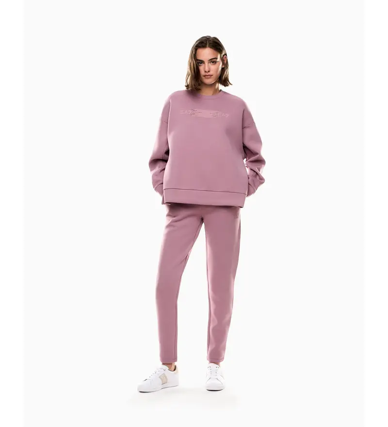 Ea7 Tuta donna rosa orchidea in cotone, manica lunga, casual