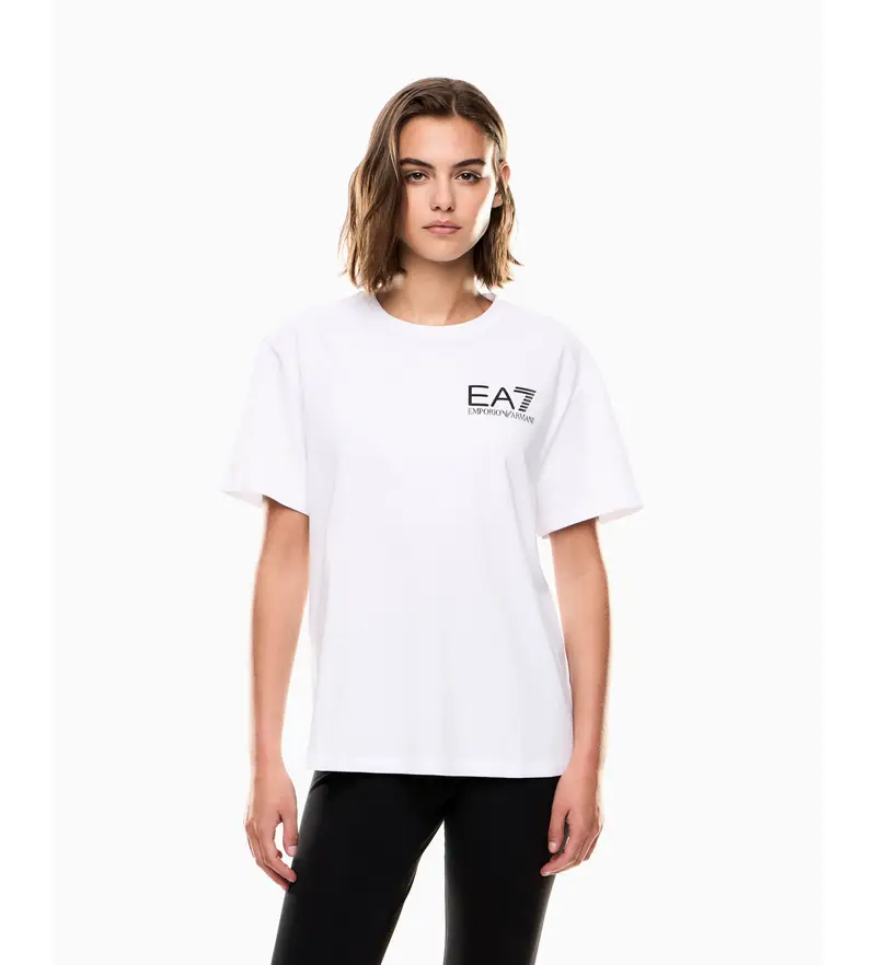 per donna 7W000725_AF12957 Maglietta con logo della serie bianca (S), Bianco, Casual, Cotone, Manica corta