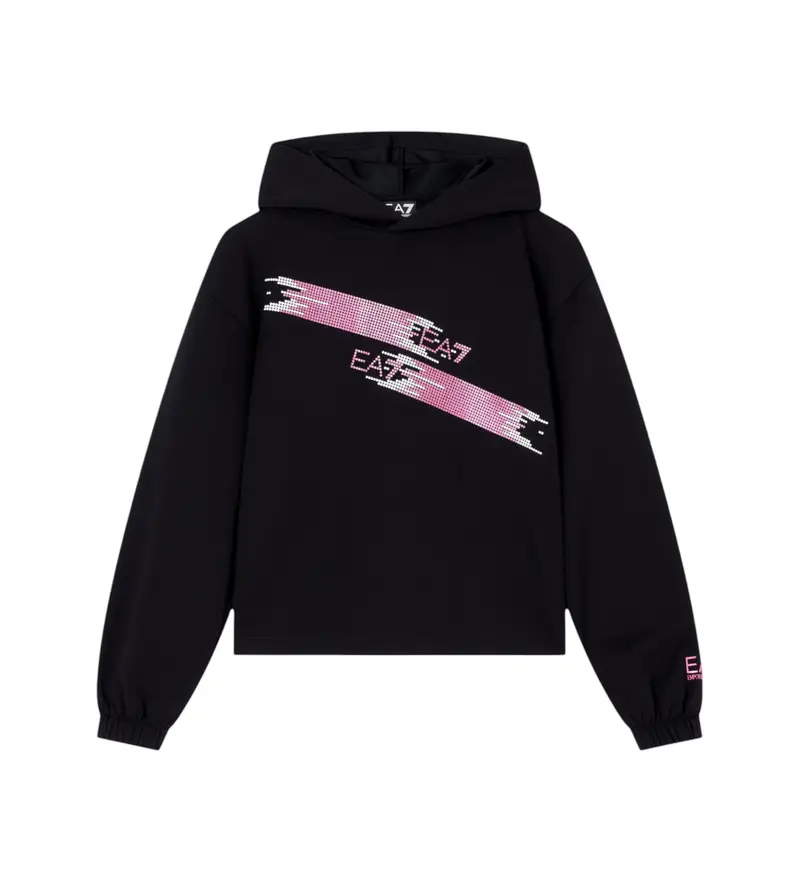 per ragazza. 7G000119_AF12501 Felpa con logo nero (12Años= 154cm), Casual, Poliestere, moda per bambini