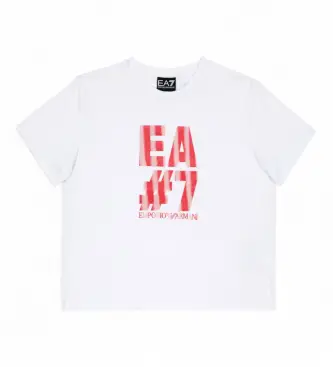 per ragazza 7G000126_AF10373 Maglietta con logo maxi della serie Train Logo Girl, maglietta bianca incrociata (4Años= 106cm), Bianco, C