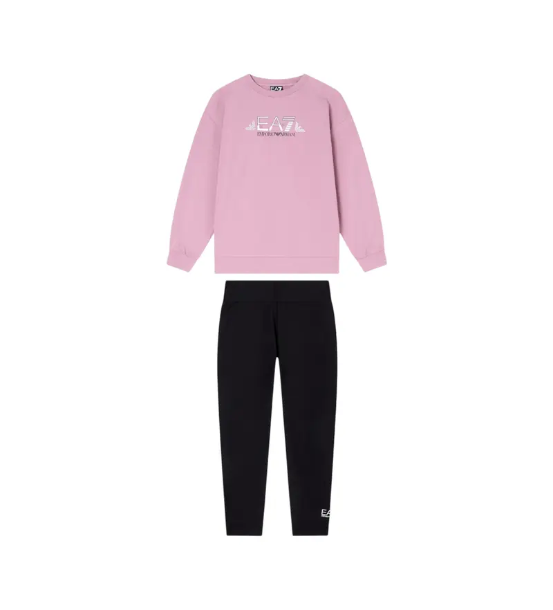 per ragazza. 7G000167_AF15583 Tuta con logo rosa (6Años= 118cm), Nero, Casual, Sportivo, Cotone, Multisport, moda per bambini