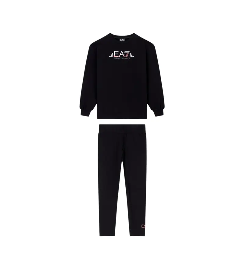 per ragazza. 7G000167_AF15583 Tuta da ginnastica con logo nero (4Años= 106cm), Casual, Sportivo, Cotone, Multisport, moda per bambini