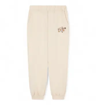 per ragazza 7G000226_AF21638 Pantaloni beige da ragazza della serie grafica (10Años= 142cm), Casual, Sportivo, Cotone, Sportswear, Mult
